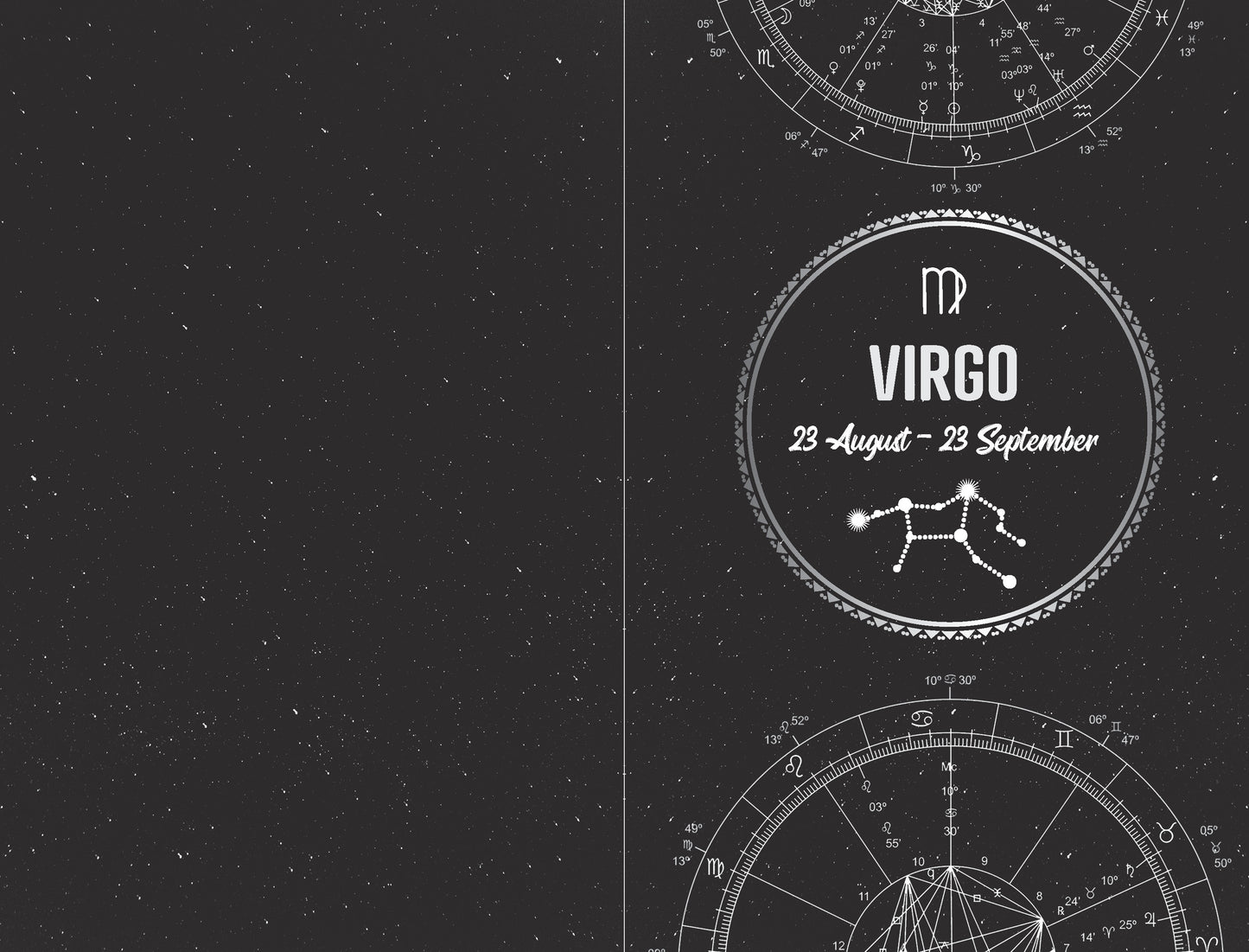 Zodiac sign of Virgo with astrological symbols on a dark background