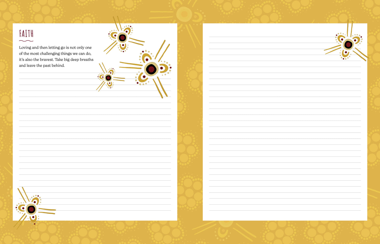 Notebook with decorative pages on a gold background