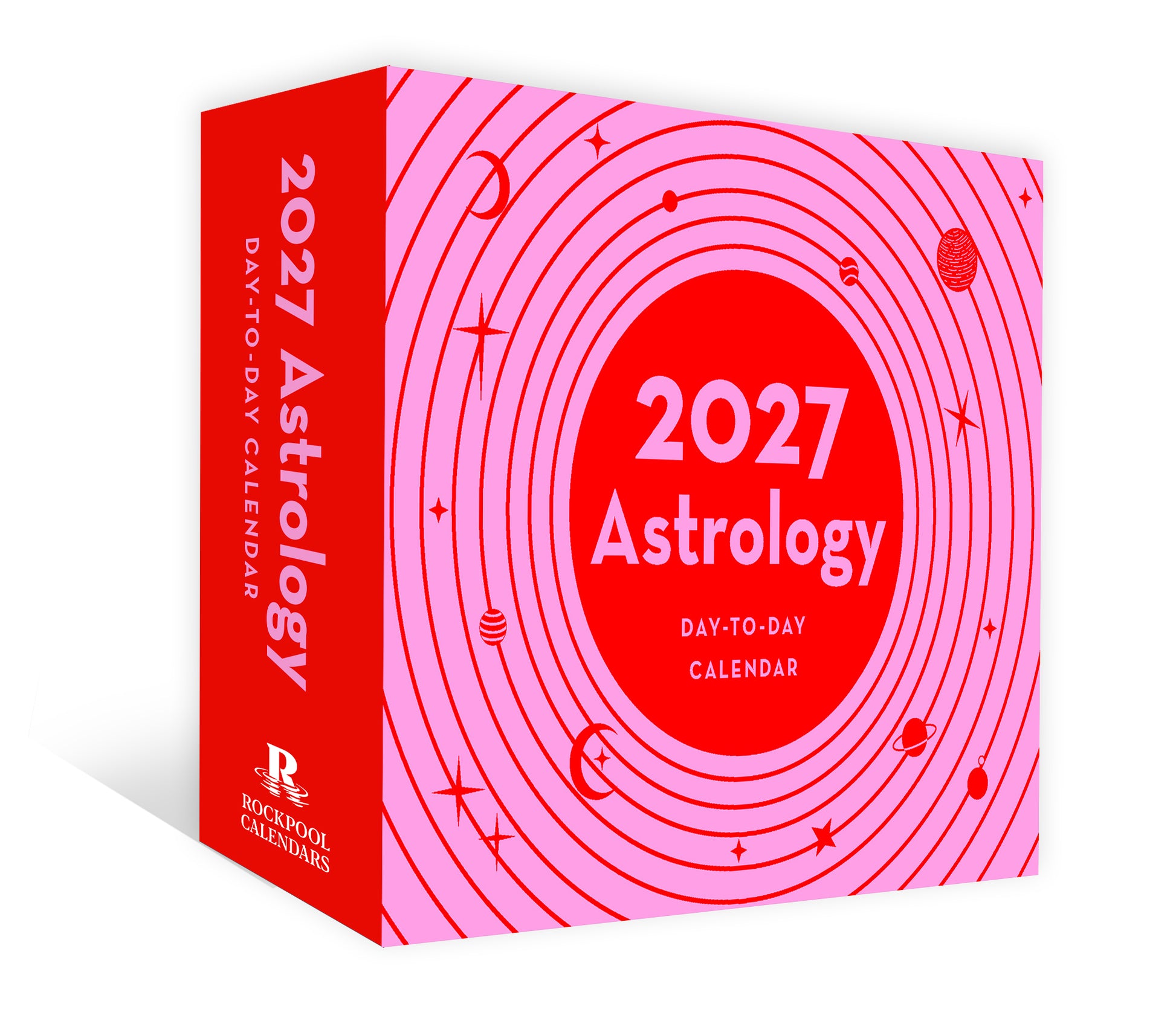 2027 Astrology day-to-day calendar box with pink and red design