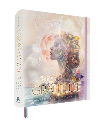 2027 Gratitude Diary & Daily Planner with artistic cover design on a white background