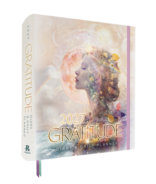 2027 Gratitude Diary & Daily Planner with artistic cover design on a white background