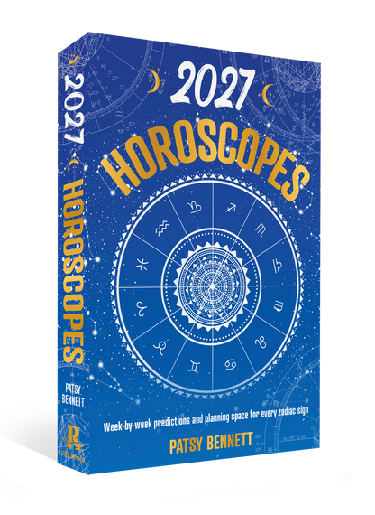 Horoscopes book for 2027 with astrological design on a blue background