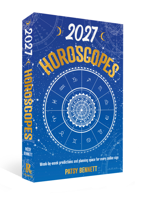 Horoscopes book for 2027 with astrological design on a blue background