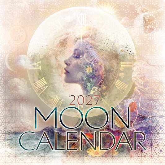 2027 Moon Calendar cover with artistic design and text