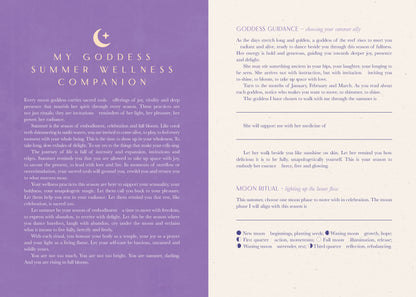 Goddess Guidance document with purple and white pages on a white background