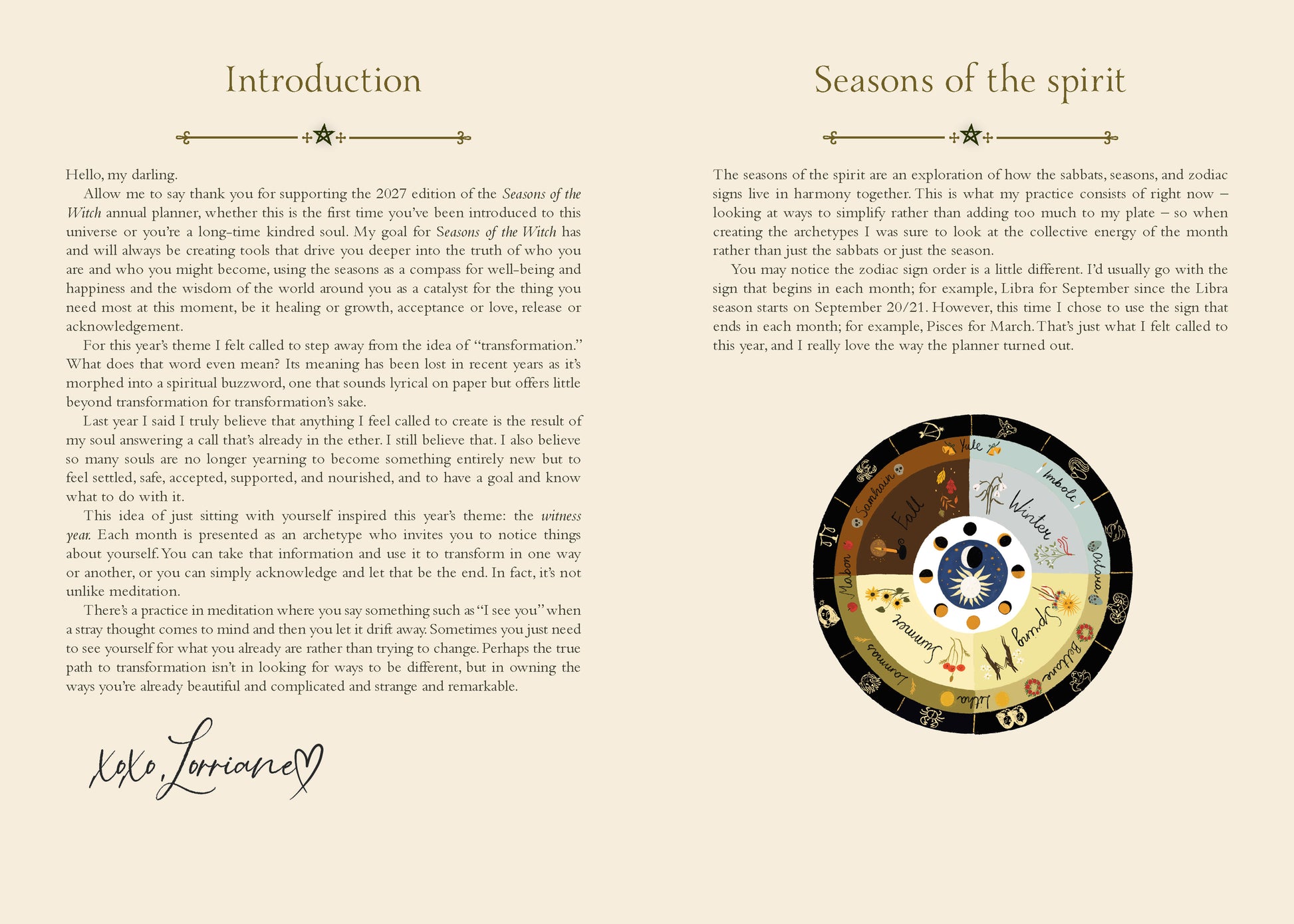 Text document with 'Seasons of the Spirit' title and a circular diagram on a beige background.