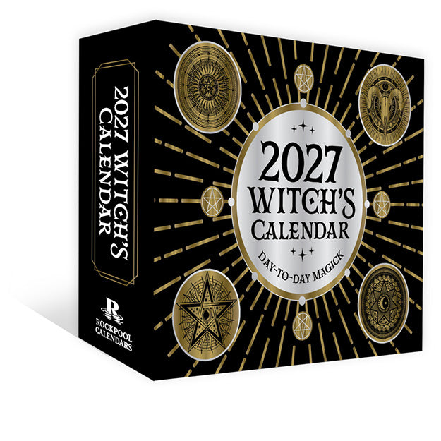2027 Witch's Calendar packaging with black and gold design