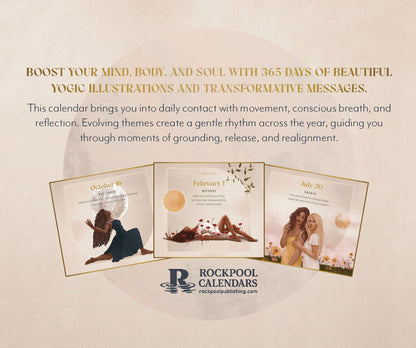 Advertisement for Rockpool Calendars with images of women in various poses and text about the calendar's benefits.