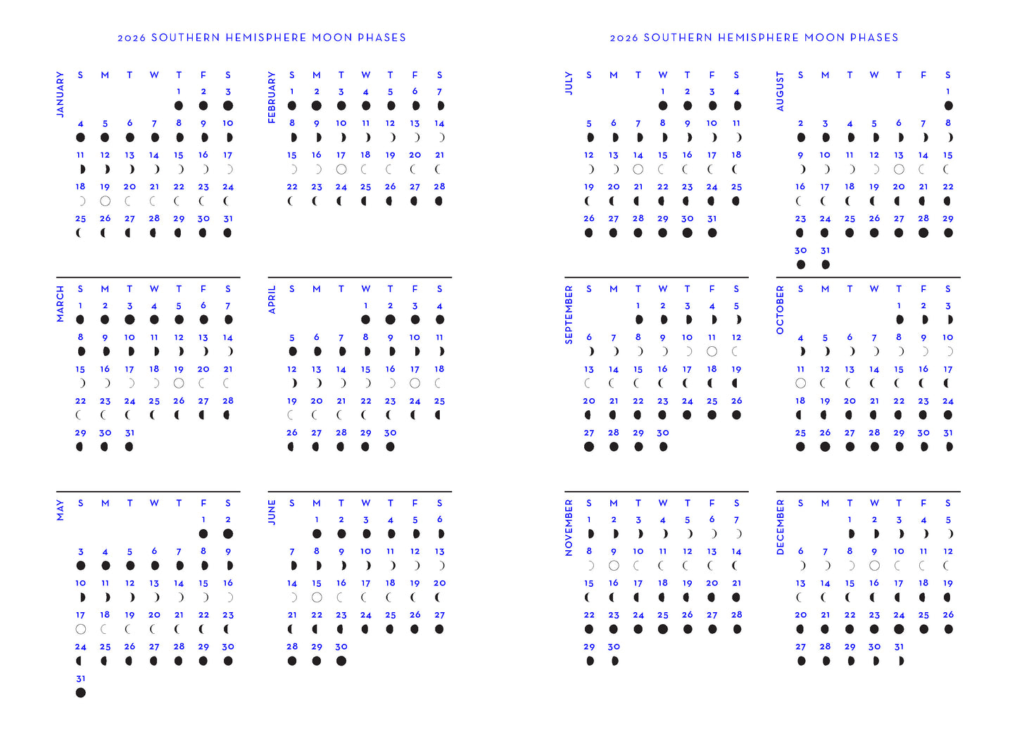 2026 Astrology Diary - Southern Hemisphere