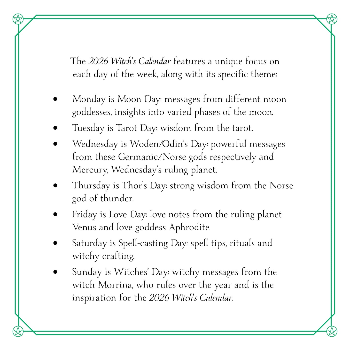 2026 Witch's Calendar: Daily Magick