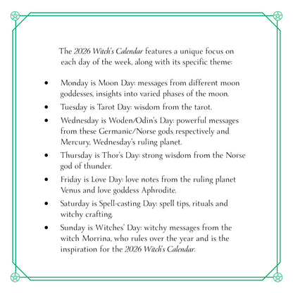 2026 Witch's Calendar: Daily Magick