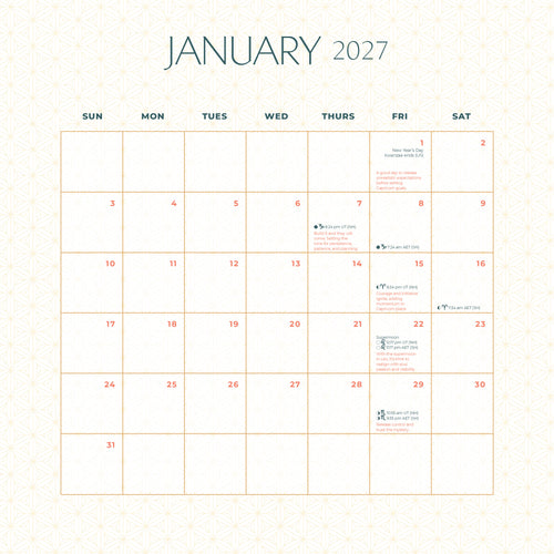 2027 Moon Wall Calendar