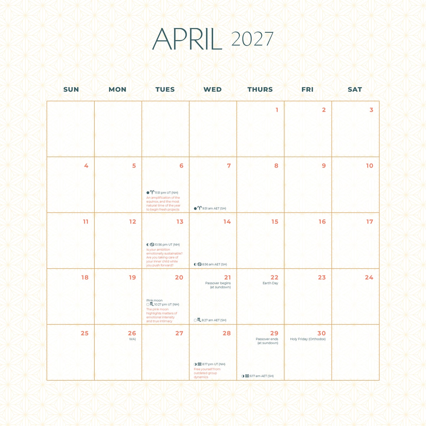 2027 Moon Wall Calendar