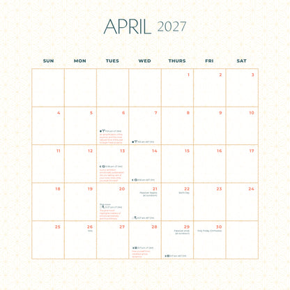 2027 Moon Wall Calendar