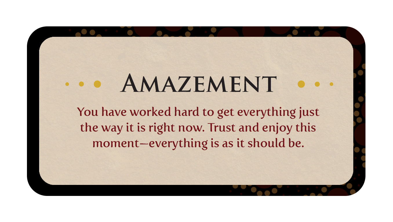 Motivational card with text about trust and enjoyment of the moment on a beige background.