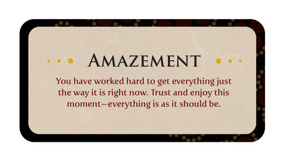 Motivational card with text about trust and enjoyment of the moment on a beige background.