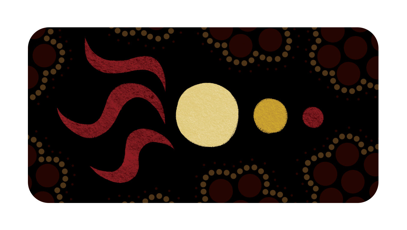 Decorative mat with abstract patterns on a black background