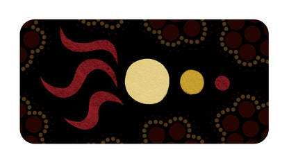 Decorative mat with abstract patterns on a black background