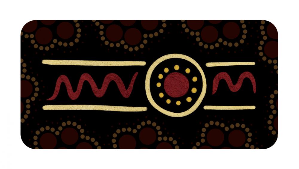 Decorative mat with tribal patterns on a black background