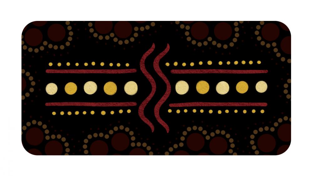 Decorative license plate with a pattern of circles and lines on a black background