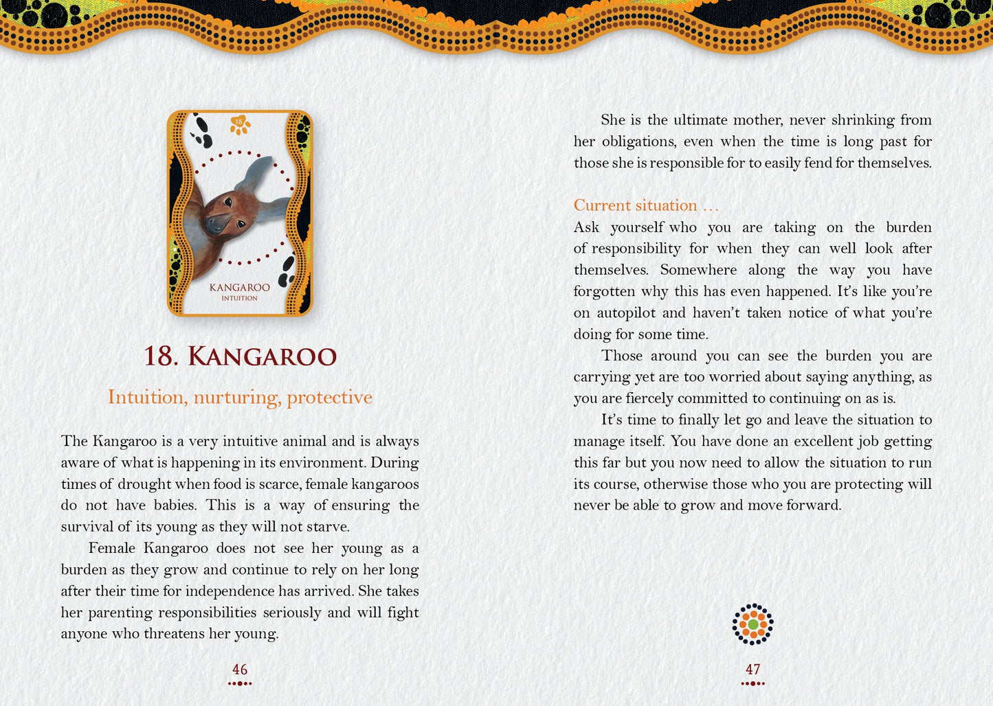 Page from a book or guide featuring a kangaroo illustration and text.