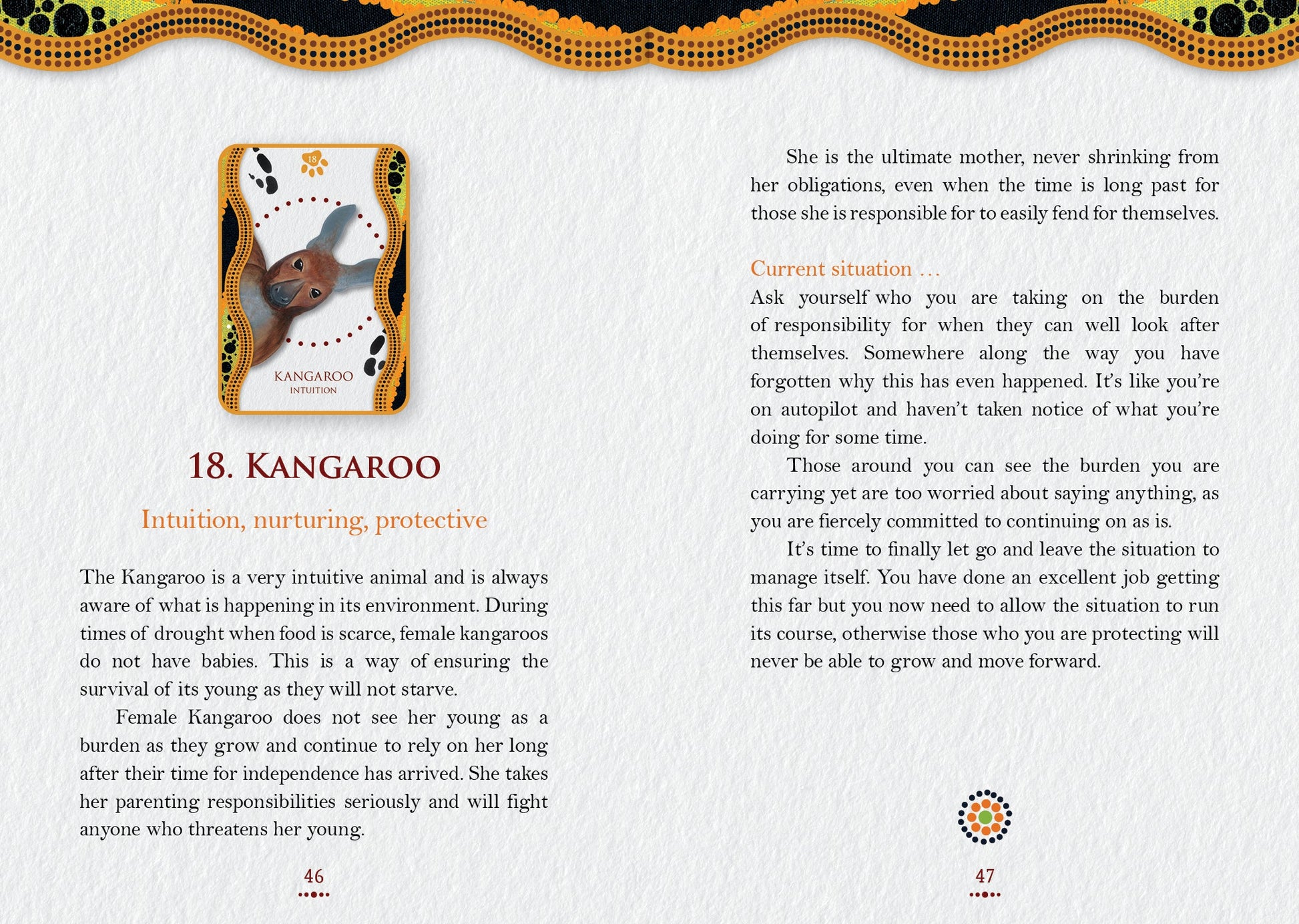 Page from a book or guide featuring a kangaroo illustration and text.