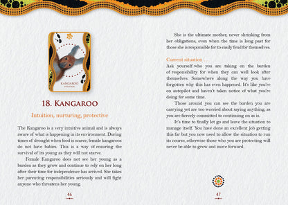 Page from a book or guide featuring a kangaroo illustration and text.