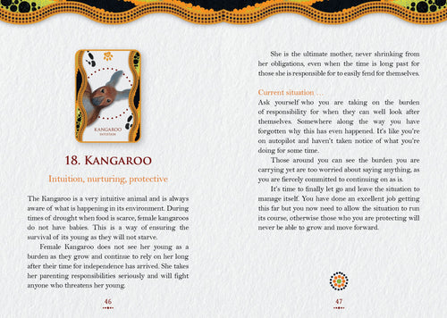 Page from a book or guide featuring a kangaroo illustration and text.