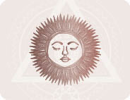 Decorative sun with a face design on a white background
