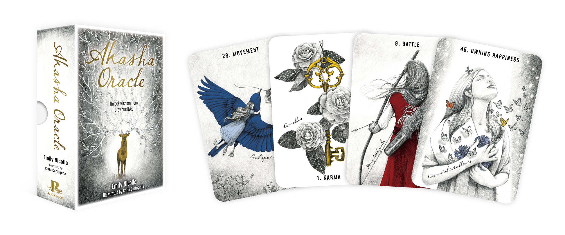 Akasha Oracle card set with box on a white background