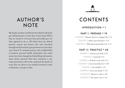 Table of contents and author's note from a book on a white background