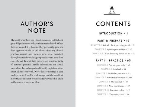 Table of contents and author's note from a book on a white background