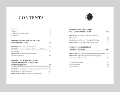 Table of contents for a book or document on a white background