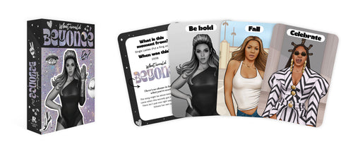 Beyonce-themed cards with packaging on a white background