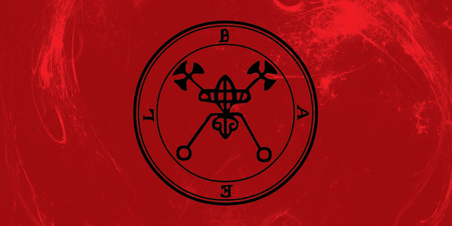 Black symbol on a red background