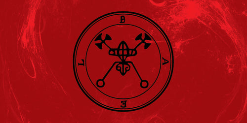 Black symbol on a red background