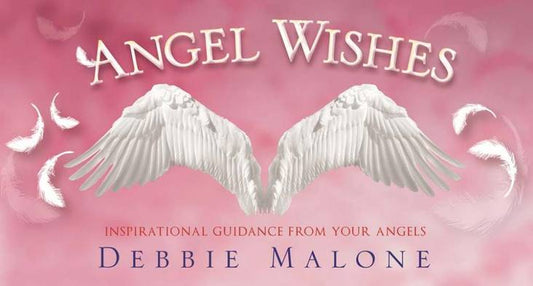Book cover of 'Angel Wishes' by Debbie Malone with angel wings on a pink background