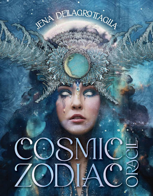 Book cover of 'Cosmic Zodiac Oracle' with a mystical design and text.