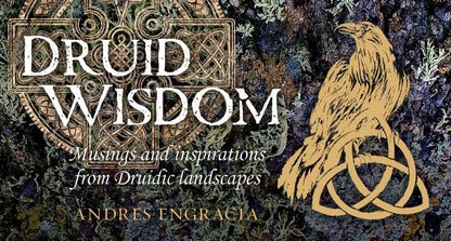 Book cover of 'Druid Wisdom' by Andres Engracia with a gold eagle and celtic knot design on a dark background.