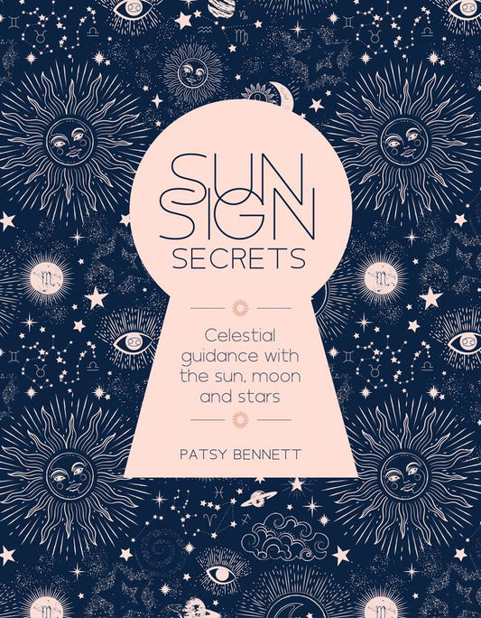 Book cover of 'Sun Sign Secrets' with celestial designs on a dark blue background