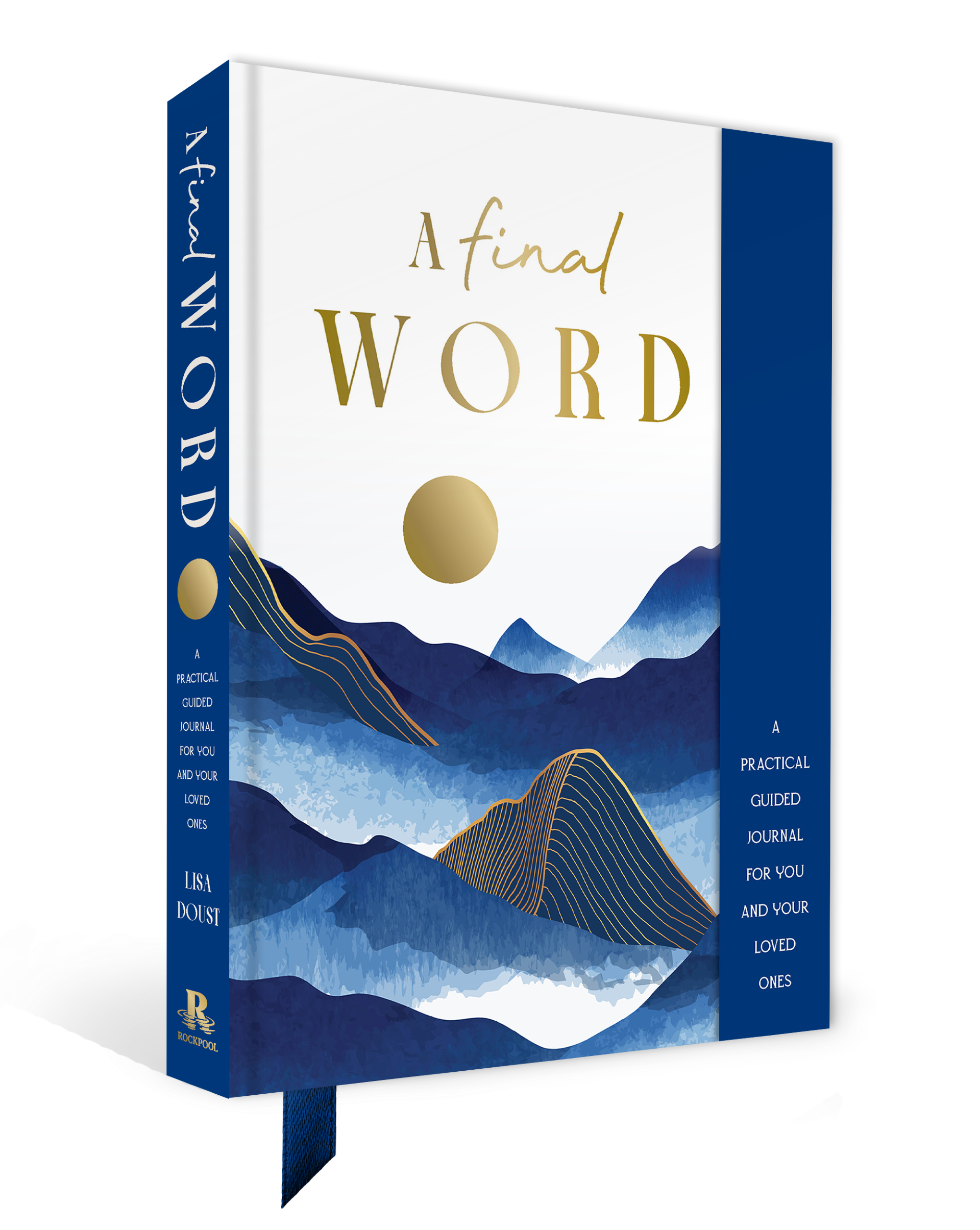 Book titled 'A Final Word' with mountain and moon design on a white background