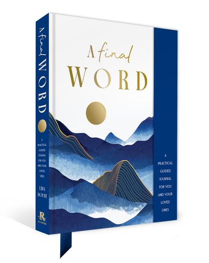 Book titled 'A Final Word' with mountain and moon design on a white background