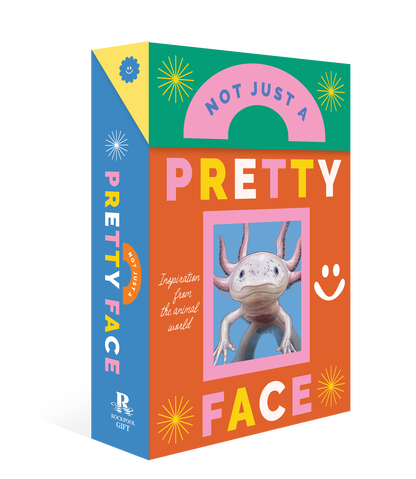 Book titled 'Not Just a Pretty Face' with axolotl illustration on colorful cover