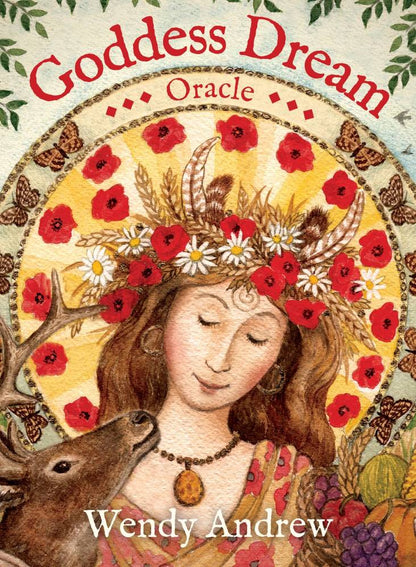 Box cover of 'Goddess Dream Oracle' by Wendy Andrew with a woman, deer, and floral design.