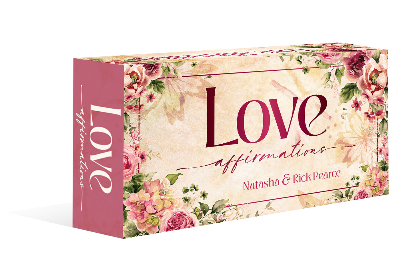 Box of 'Love Affirmations' with floral design and text on a white background