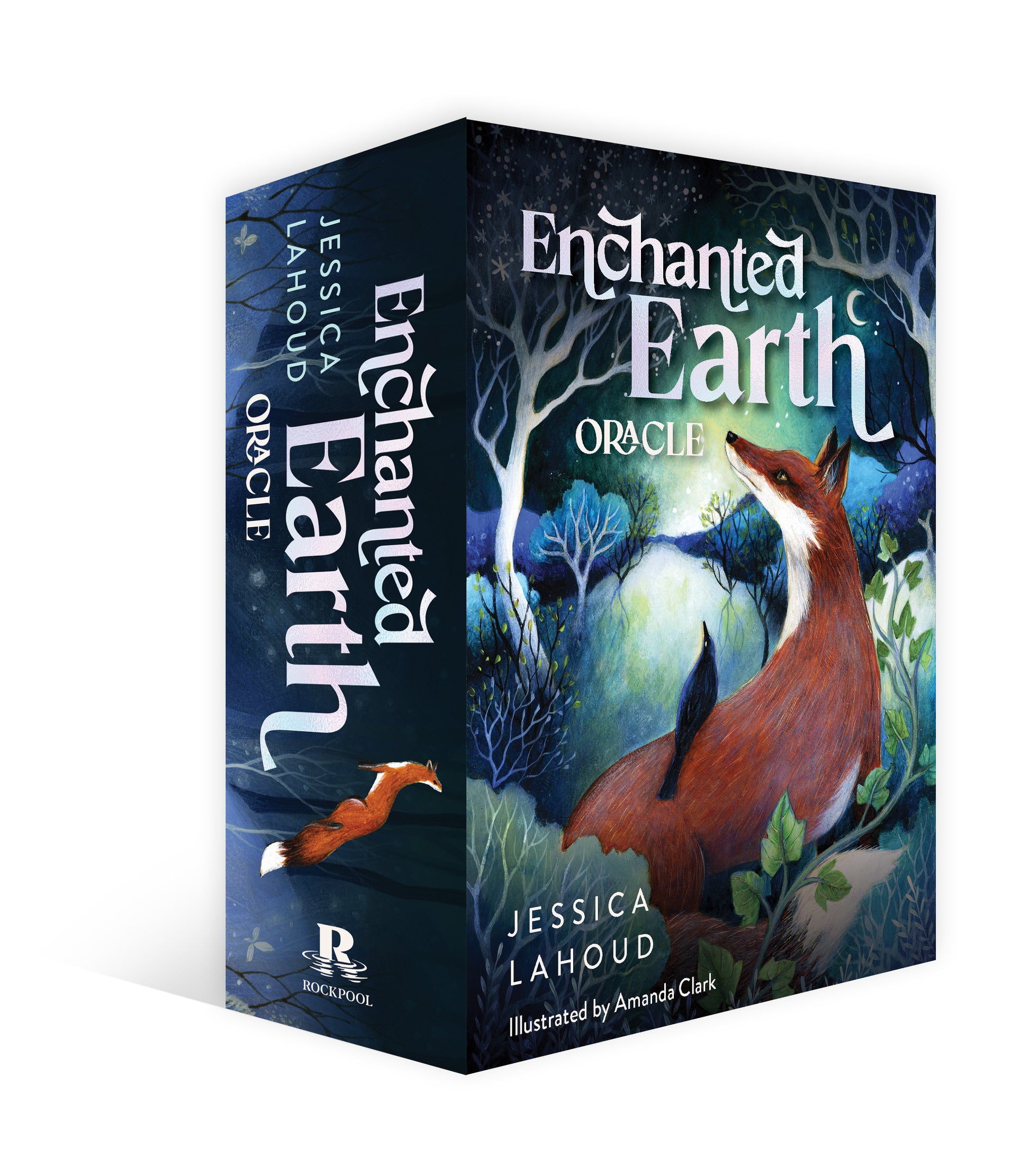 Box set of 'Enchanted Earth Oracle' by Jessica Lahoud with fox illustration on a white background