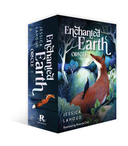 Box set of 'Enchanted Earth Oracle' by Jessica Lahoud with fox illustration on a white background