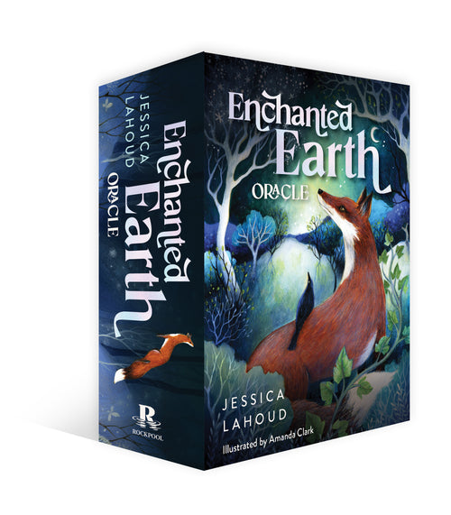 Box set of 'Enchanted Earth Oracle' by Jessica Lahoud with fox illustration on a white background