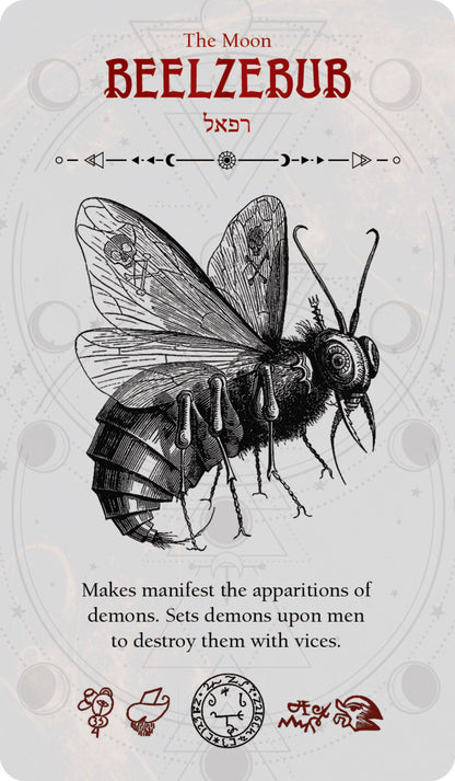 Card featuring an illustration of a winged creature with text and symbols on a white background