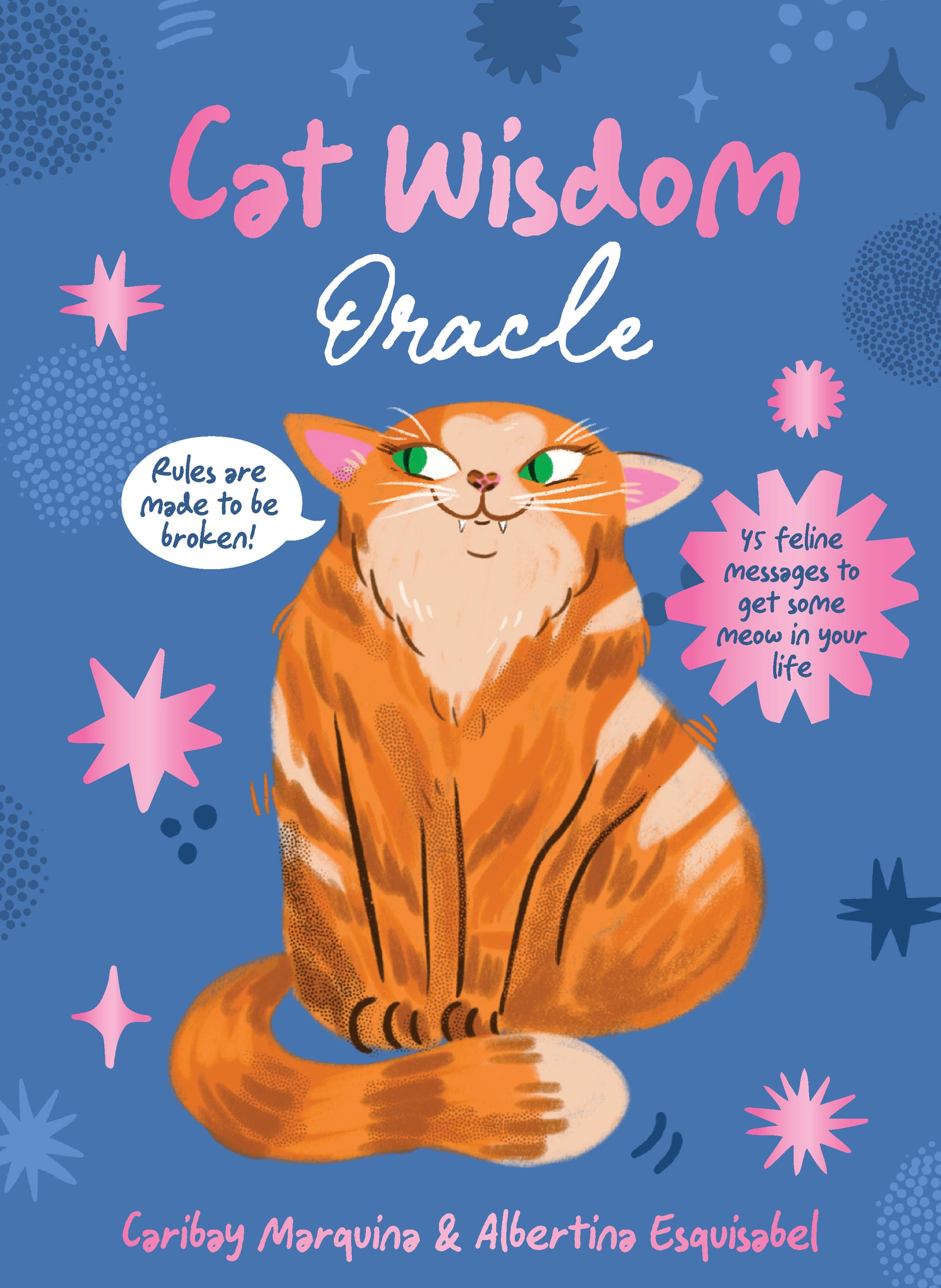 Cat Wisdom Oracle book cover with a cat illustration on a blue background